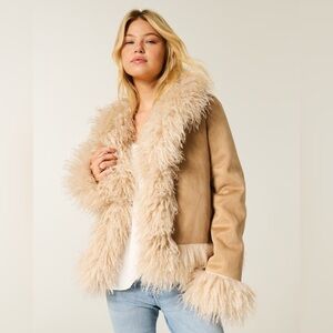 Hollister Faux Fur Lined Shearling Jacket